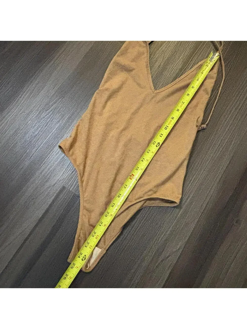 Blue Life Women's Bathing Suit Size Medium Tan Faux Suede Open Back V-Neck